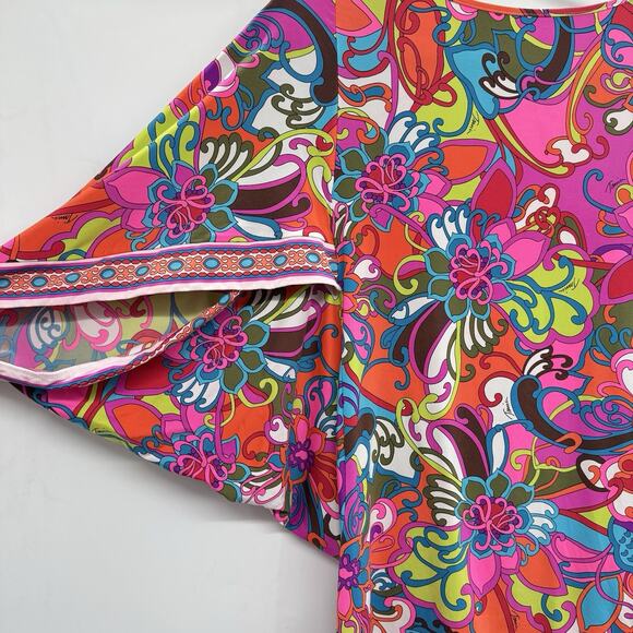 Trina Turk Sevilla Floral Swim Jersey Coverup M Multicolor Retro Resort Beachy - Picture 3 of 12
